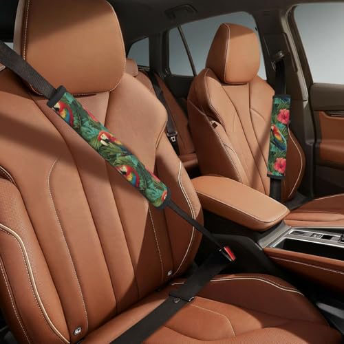 Tropical Floral Steering Wheel Cover Elastic Non-Slip Car Steering Wheel Covers with Seat Belt Shoulder Pad for Women Men - color: Tropical Floral