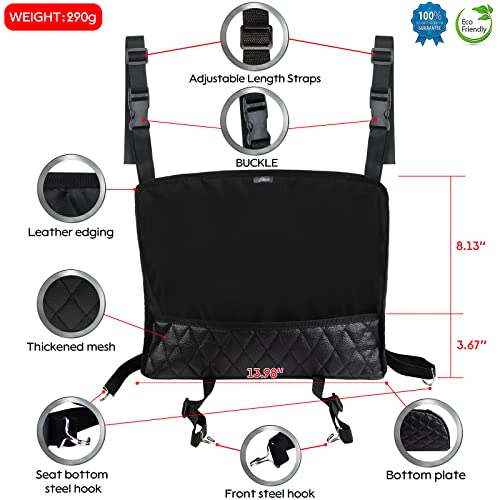eing Car Organizers And Storage Purse Holder, Large Capacity Car Net Pocket Handbag Holder, Automotive Consoles & Backseat Organizer, Leather Back Seat Bag Between Car Front Seats, Black - color: Black