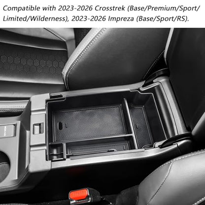 EDBETOS Center Console Organizer Compatible with 2024 2025 2026 Subaru Crosstrek and Subaru Impreza Accessories ABS Plastic Material Armrest Box Insert Tray Secondary Storage Pallet Accessories, Black
