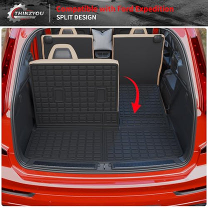 Floor Mats Compatible with 2018-2024 Ford Expedition (Not for Max Models) Cargo Mat Cargo Liner TPE 2023 Expedition 7 Seats Accessories (Trunk Mat+Backrest Mats+Floor Mats) - style: For Ford Expedition 7-Seater | 2018-2024