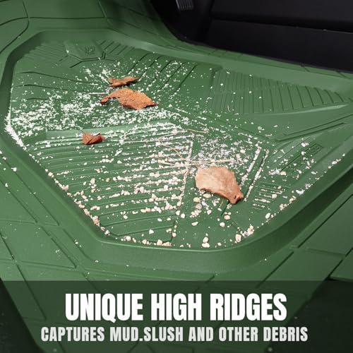 CAR PASS Heavy Duty Rubber Car Mats, Deepdish All Weather Floor Mats for Car Full Set, Universal Automotive Mats Trim to Fit for Sedans SUVs Trucks, Waterproof Anti-Slip Deep Tray 3 Pieces Olive Green - color: Olive Green