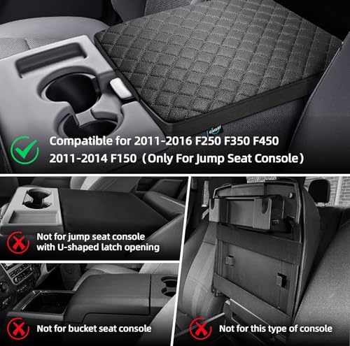 Center Console Cover Fit for 2011-2016 Ford F250 F350 F450 Super Duty 2011-2014 F150 with Jump Seat Console, Armrest Cover Console Cover, Customized Accessories (Only Jump Seat) - size: Jump Seat Console 11-14 F150 & 11-16 F250+