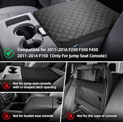 Center Console Cover Fit for 2011-2016 Ford F250 F350 F450 Super Duty 2011-2014 F150 with Jump Seat Console, Armrest Cover Console Cover, Customized Accessories (Only Jump Seat) - size: Jump Seat Console 11-14 F150 & 11-16 F250+