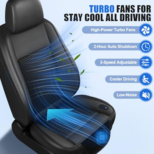 Cooling Car Seat Cushion – 3 Speeds Adjustable Ventilated Car Seat Cover for Cars Without AC, Breathable Automotive Cooling Seat Covers for Cars, 12V Plug & Play, Black (1 Pack) - color: BLACK