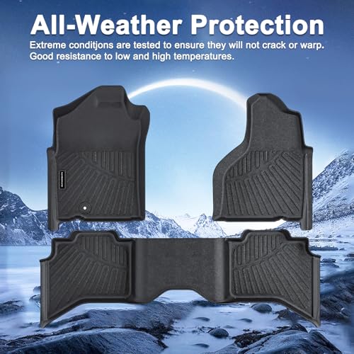 TPE Floor Mats for 2002-2008 Ram 1500 Crew Cab (Quad Cab) | for 2003-2009 Ram 2500/3500 Crew Cab All Weather Car Floor Liners Fit 2002-2008 Dodge 1500 Accessories Black - size: 2002-08|For Dodge1500|1st