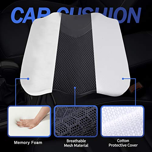 Car Seat Cushion, Comfortable Memory Foam Cushion for Driving, Auto Heightening Wedge Cushion for Sciatica Tailbone Pain Relief (Black) - color: Black