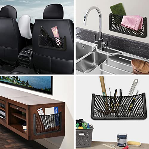 ABS Plastic Frame Automotive Cargo Nets Car Net Pocket Phone Car Mesh Net Holder RV Storage Boat Cargo Pocket Organizer Framed Mesh Net Pocket with Screws for Auto RV Net(2, 16 x 8 Inch) - size: 16 x 8 Inch