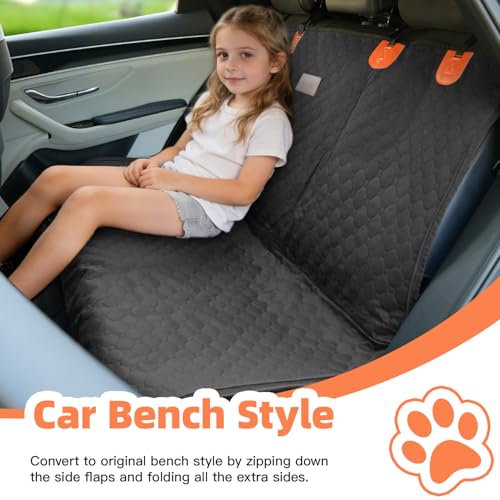 Dog Car Seat Cover for Back Seat.100% Waterproof Back seat Cover. 600D Heavy Duty Scratch Proof Nonslip Durable Soft Dog Hammock for Cars, Trucks and SUVs. Standard, Black - color: Black