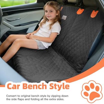 Dog Car Seat Cover for Back Seat.100% Waterproof Back seat Cover. 600D Heavy Duty Scratch Proof Nonslip Durable Soft Dog Hammock for Cars, Trucks and SUVs. Standard, Black - color: Black