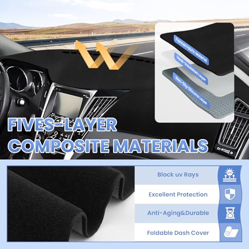 Sunsdrew Dash Cover for Hyundai Sonata 2011 2012 2013 2014 Dashboard Cover Mat for Sonata Suede Dash Mat Accessories Sun Shade Nonslip Mesh Protector No Glare - size: 11-14 Hyundai Sonata Dash Cover