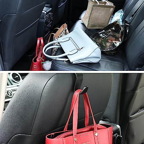 4-Pack 360° Rotating Car Headrest Hooks Vehicle Storage Organizer for Purses Handbags Groceries Backpack Coats – Holds 55lbs Universal Fit with Clip Black - color: Black