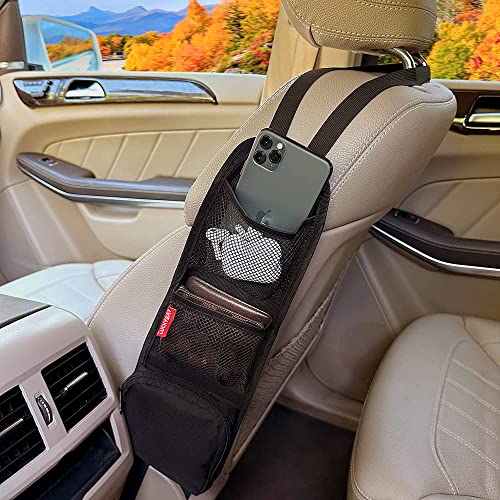 Car Seat Side Organizer, Auto Seat Storage Hanging Bag, Phones, Drink, Stuff Holder with Mesh Pocket for Cars, SUV & Truck