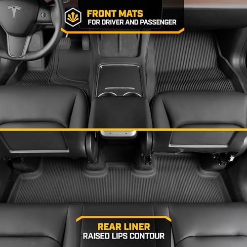 Cat® JustFit™ 3D Floor Mats for Tesla Model 3 2017–2024 Custom Fit Floor Mats Full Set, All Weather Waterproof TPE Car Mats, Heavy Duty Tesla Model 3 Accessories for Ultimate Interior Protection