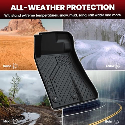 LASFIT Floor Mats for Ford Mustang 2015-2025 2026 All Weather Protector TPE Car Floor Liners, 1st & 2nd Row, 4pcs Black - style: 9) Mustang| 15-26 | 2Rows