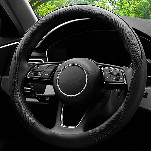 Soft Microfiber Leather Anti-Slip Car Steering Wheel Cover, Universal Fit 15 Inch for Women Girls, Fit Vehicles, Sedans, SUVS, Vans, Trucks - Black - color: E-Black