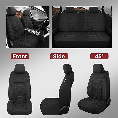 Breathable Car Seat Covers Full Seats,3D Air Mesh Cloth Seat Covers for Cars, Split Bench Compatible Car Interior Covers, Universal Fit Most Car Sedan Truck SUV(Black)