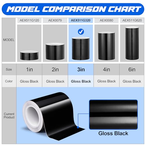 Spurtar Gloss Black Vinyl Wrap 3 Inch x 20ft Air-Release Adhesive Car Vinyl Tape Chrome Delete Wrap Roll DIY Car Exterior Decoration Door Edge Guard Vehicle Detailing Paper 7.5 CM x 6M - size: 3 in x 20 ft