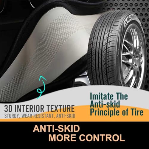 Large Size Chenille Leather Steering Wheel Cover, Soft Mottled Colors, Sweat-Proof, Non-Slip Grip, All-Season Comfort, 15.5-15.75 Inch(Mottled Gray)