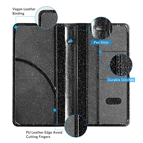 CoBak Car Registration and Insurance Holder - Vehicle Glove Box Car Organizer,Auto Truck Comparment Accessories Case with Magnetic Closure for Driver License,Cards - color: L-Glitter Black