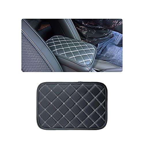 Ziciner Leather Car Center Console Armrest Pad, PU Waterproof Auto Seat Box Cover Protector, Hand Rest Cushion Protection Pad, Vehicles Interior Accessories Universal for Car,SUV (Black-White Line) - color: Black-White Line