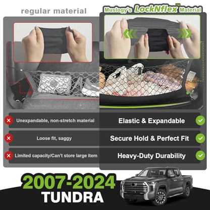 Truck Bed Cargo Net Compatible with Toyota Tundra 2007-2024 2025 2026 Accessories, Pickup Truck Bed Cargo Organizer Storage Net with Heavy Duty Carabiners - style: 2007+ Tundra
