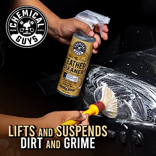 Chemical Guys HOL_113 Leather Lovers Kit for Leather Car Interiors, Furniture, Apparel, Shoes, Sneakers, Boots (Works on Natural, Synthetic, Pleather, Faux Leather and More) (5 Items), 16 oz, Black - size: 16 fl oz (Pack of 1), style: Leather Lovers Kit
