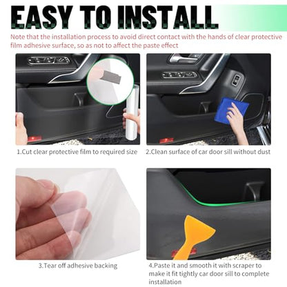 9.84 Ft×7.87 Inch Car Door Protector for Dogs,Cuttable Clear Car Door Edge Guards Avoids Dog Scratches,Dirt,Dust,Universal Clear Protective Film for Cars with Knife,Scraper,Towel