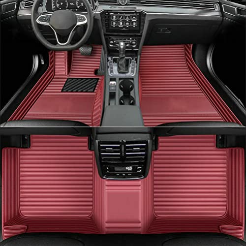TAHALICustom Colors Car Floor Mats Black Pink for 99.9% Sedan SUV Sports， All-Weather Liners Car Floor mat，Luxury Leather Automotive Floor Mats (Wine red 1,3D Floor Mats) - color: Wine red 1