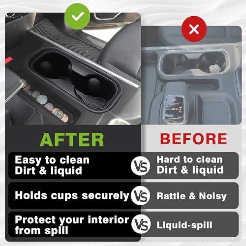 Muslogy Center Console Cup Holder Inserts Compatible with 2022-2025 2026 Chevy Silverado & GMC Sierra Accessories Middle Console Drink Holder TPE Organizer Non-Slip Drink Stopper(Bucket Seat Only) - size: 2022-2025 SIL & SIE Bucket Seat Only