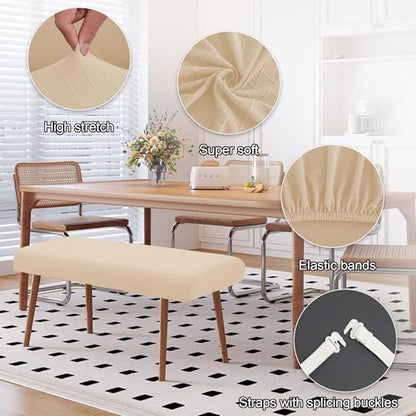 Stretch Bench Covers, Printed Bench Seat Protector, Washable Slipcover, Rectangle Covers for Dining Room, Living Room, Kitchen (Argyle Cream) - color: Argyle Cream