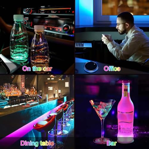 2PCS LED Car Cup Holder Lights, Light up Car Coasters for Cup Holders 7 Colors Changing USB Charging Mat Waterproof Cup Pad, Car Gifts for Men & Women