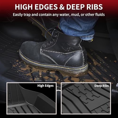 LASFIT Floor Mats for 2015-2019 Lincoln MKC, Custom Fit All Weather TPE Floor Liners, Full Coverage Front & 2nd Row 3-Pcs Set, Black - size: 30*22*5
