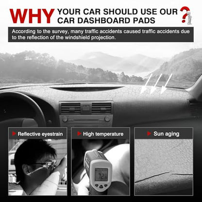 Autorder Gray Dashboard Cover Mat for Toyota Camry 2007-2011 Accessories Dash Cover Upgrade Polyester Dash Mat Sunshade Glare UV Rays Protector - size: Gray 2007-2011 Toyota Camry