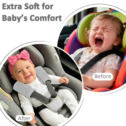 SWESEN Baby Car Seat Strap Covers, 3 Piece Soft Car Seat Strap Shoulder Pads for Baby Girls Boys, Double-Sided Use carseat Straps Covers for Stroller, Car Seats, Pushchair, Gray - color: Gray