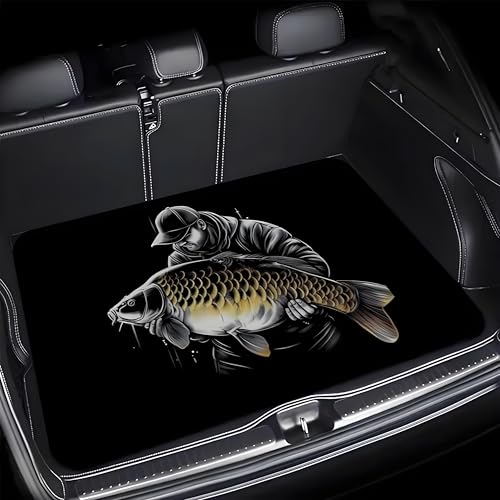 Universal Car Trunk Mat, All Weather Trunk Protection Cargo Liner, Stylish Vehicle Interior Accessories, Durable Cargo Mat Rear Trunk Line Suitable for Most Car (Humans and Carp Print, 29" x 39") - color: Humans and Carp Print