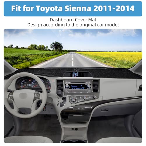 Dash Cover Mat Compatible with Toyota Sienna 2011-2014 Non-Slip Dashboard Cover Mat Sunshade UV Rays Protector Interior Accessories - size: Sienna 2011-2014