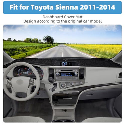 Dash Cover Mat Compatible with Toyota Sienna 2011-2014 Non-Slip Dashboard Cover Mat Sunshade UV Rays Protector Interior Accessories - size: Sienna 2011-2014