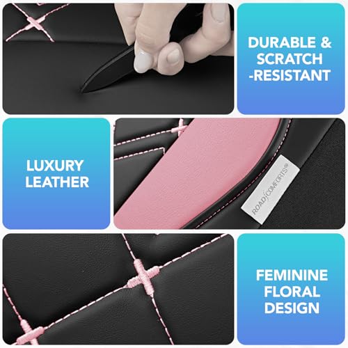 Road Comforts Seat Covers, Premium Leather Car Seat Covers Full Set for Women Girls,Airbag Compatible, Automotive Seat Covers Universal Fit Most Cars,Vans,Truck,SUV - color: Pink Full Set