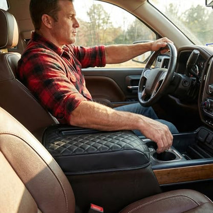 Center Console Cover for 2014-2018 Chevy Silverado/GMC Sierra 1500 2500 3500 and 2015-2019 Tahoe/Yukon/Suburban, Middle Console Armrest Leather Protective Cover (for Bucket Seat Consoles Only)