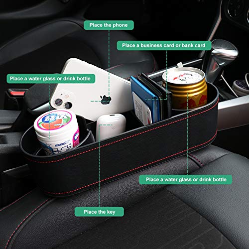 Car Seat Organizer Cup Drink Holders,Multifunctional Gap Filler Storage Box,Insert Organization Helps Reduce Distracted Driving&Holds Phone Mount Mug Bottle Cellphones Coasters Wallet Cards (Black) - color: UGBD-Black