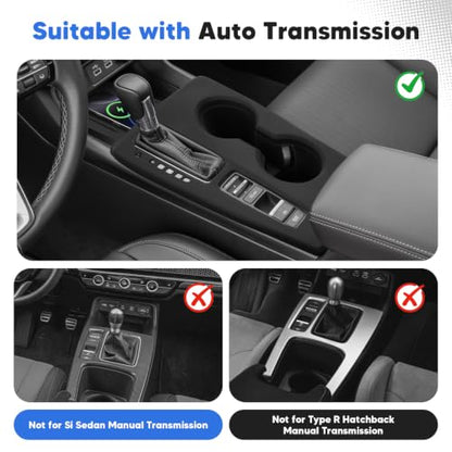 Karltys Center Console Gear Shift Panel Trim Cover, Silicone Gear Shifter Cover for Honda Civic 2022-2026 Auto Transmission, Center Console Cover Cup Holder Insert(No for Manual Transmission/Hybrid)