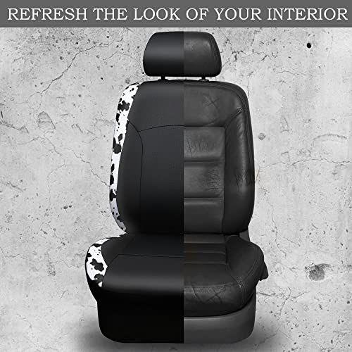 CAR-PASS Cow Print Car Accessories Sets Faux Leather Car Seat Covers & Cow Car Mats & Cow Steering Wheel Cover Seat Belt Pads Universal fit for SUV,Van,Saden,Truck Cute Automobile Interior Sets Women - color: Cow Print Combo