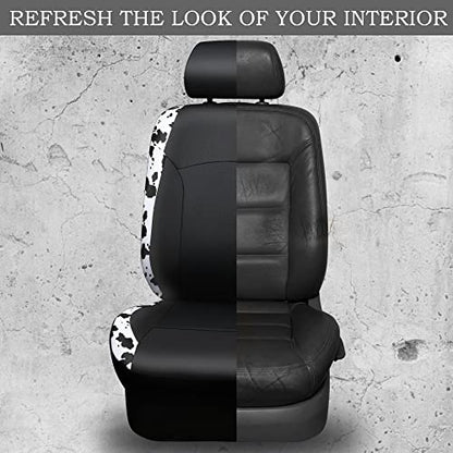 CAR-PASS Cow Print Car Accessories Sets Faux Leather Car Seat Covers & Cow Car Mats & Cow Steering Wheel Cover Seat Belt Pads Universal fit for SUV,Van,Saden,Truck Cute Automobile Interior Sets Women - color: Cow Print Combo