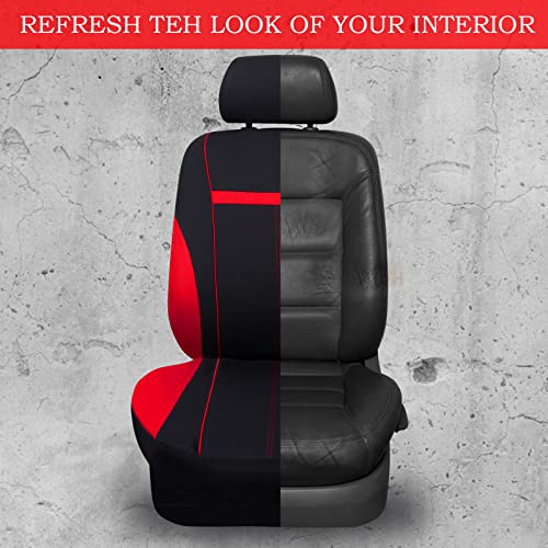 Universal Fit Sporty Cloth Full Set Car Seat Covers, Fit for Car, Truck, Sedan, Vans, SUV, Breathable, Washable, Airbag Compatible, Zipper Design
