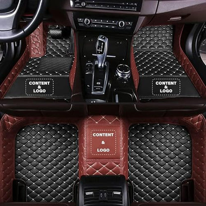 Custom Making Car Floor Mats for 97.5% Car Model Luxury Leather All Weather Waterproof Anti-Skid Full Coverage Liners (Black and Browm) - color: Black and Browm
