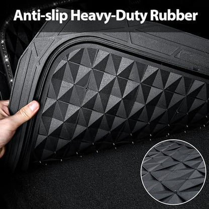 CAR PASS Bling Diamond Rubber Car Mats, Heavy Duty Deep Dish All-Weather Floor Mat Full Set Anti-Slip 3D Rhombus Waterproof Trim to Fit Liner Universal Glitter Sparkly Shining Rhinestone, 3 Pcs Black - color: Black Diamond