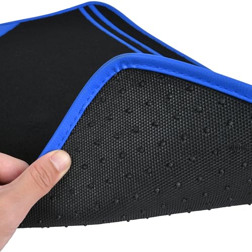 CAR PASS Faux Leather Car Mats Blue Edge Waterproof Car Floor Mats Car Carpet Mats 4 Pieces with Double Stitch Line Anti-Slip Backing Design, Universal Fit for Most Vehicles,SUVs,Sedan,Vans - color: Black Blue