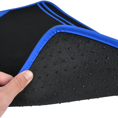 CAR PASS Faux Leather Car Mats Blue Edge Waterproof Car Floor Mats Car Carpet Mats 4 Pieces with Double Stitch Line Anti-Slip Backing Design, Universal Fit for Most Vehicles,SUVs,Sedan,Vans - color: Black Blue