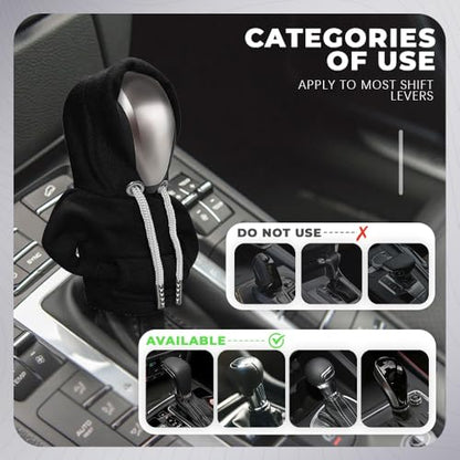 Gear Shift Hoodie, Gear Shift Cover, Fashionable Hoodie Automotive Gear Shift Knob Protector, Car Accessories Mini Sweater Gear Shift Knob Cover for Car Gear Shift Levers (Black) - color: Black