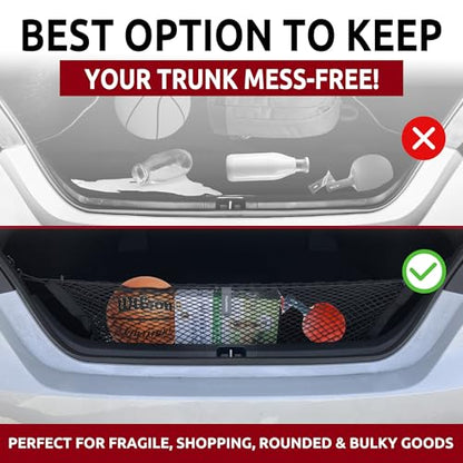 Envelope Style Automotive Elastic Trunk Mesh Cargo Net for Toyota Camry 2018-2026 - Premium Trunk Organizers and Storage - Luggage Net for Sedan - Best Car Organizer for Toyota Camry Hybrid